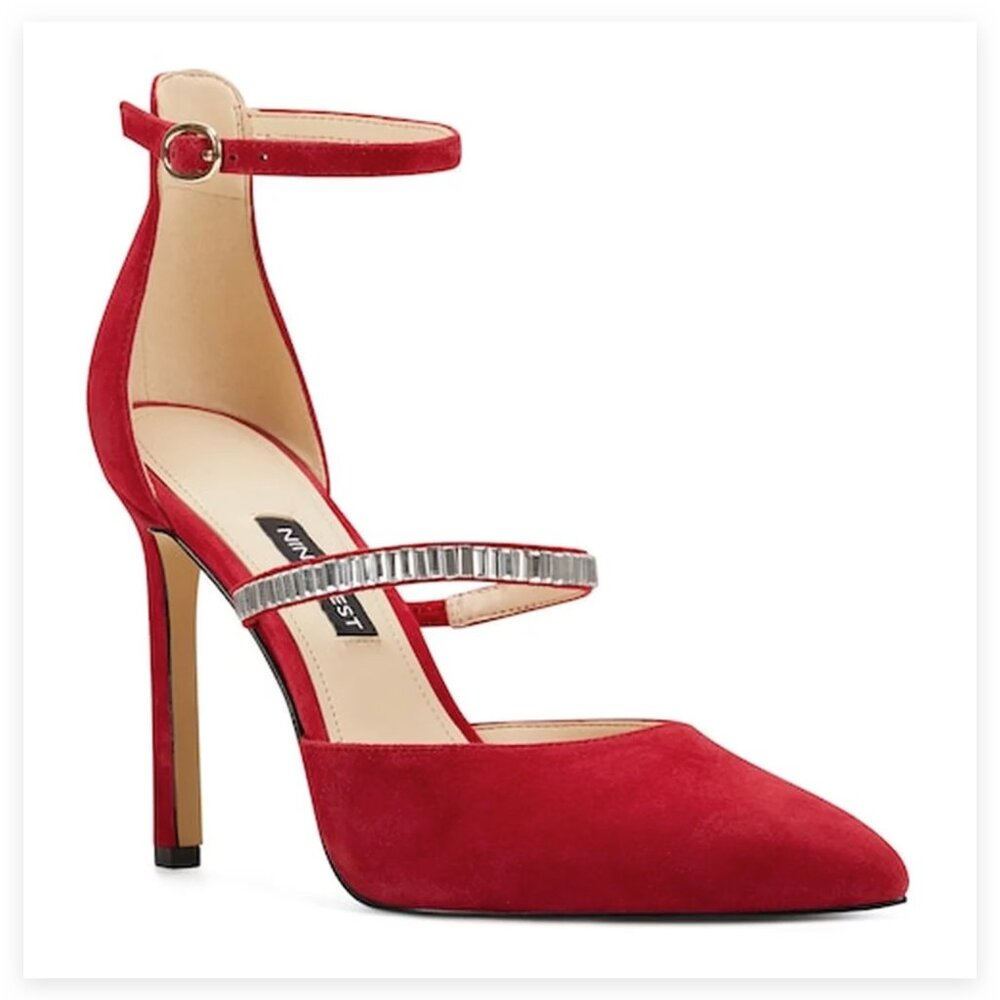 NINE WEST Thalita dress pump - Size 6.5 Women's Genuine leather (Suede) Red 👠